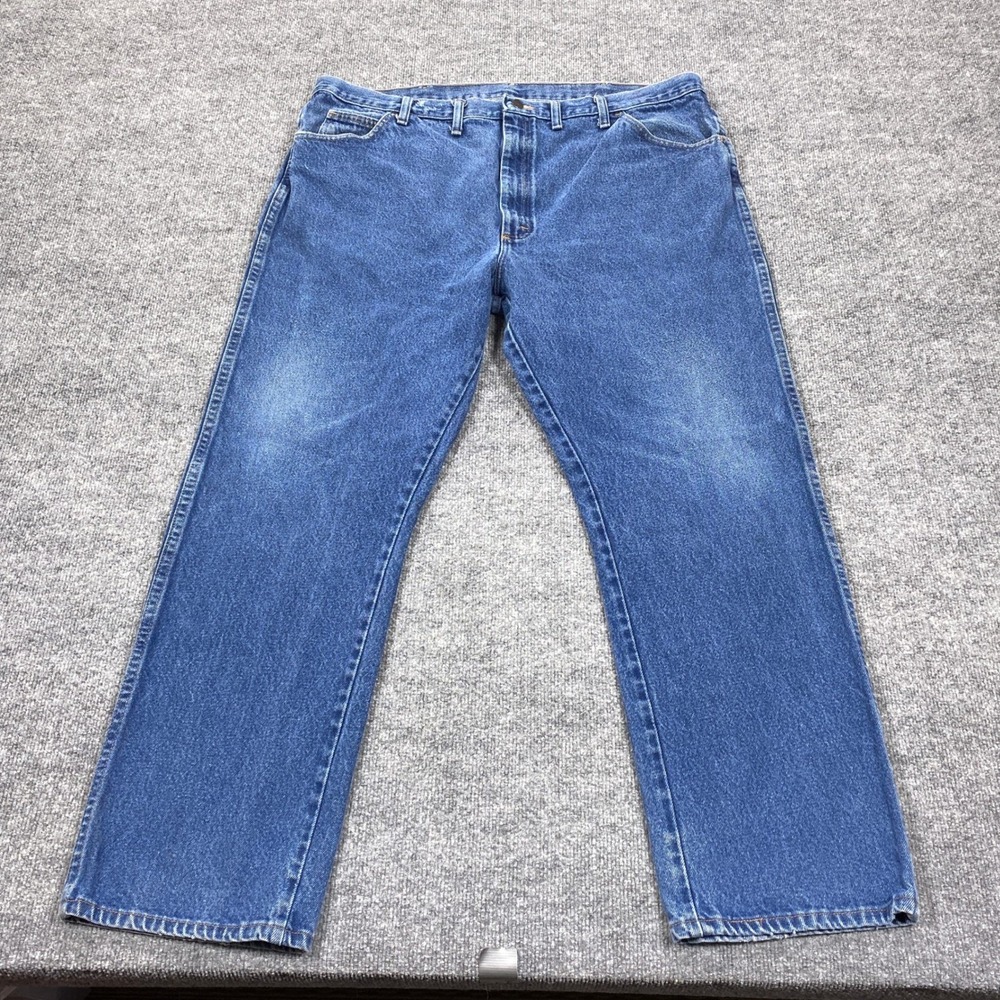 Rustler Regular Fit Jeans Mens 44x32 Blue Straight Leg Denim 87631PW